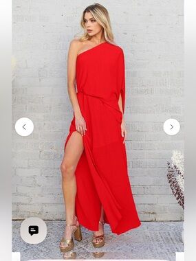 Vici (Tyche) red one shoulder maxi dress